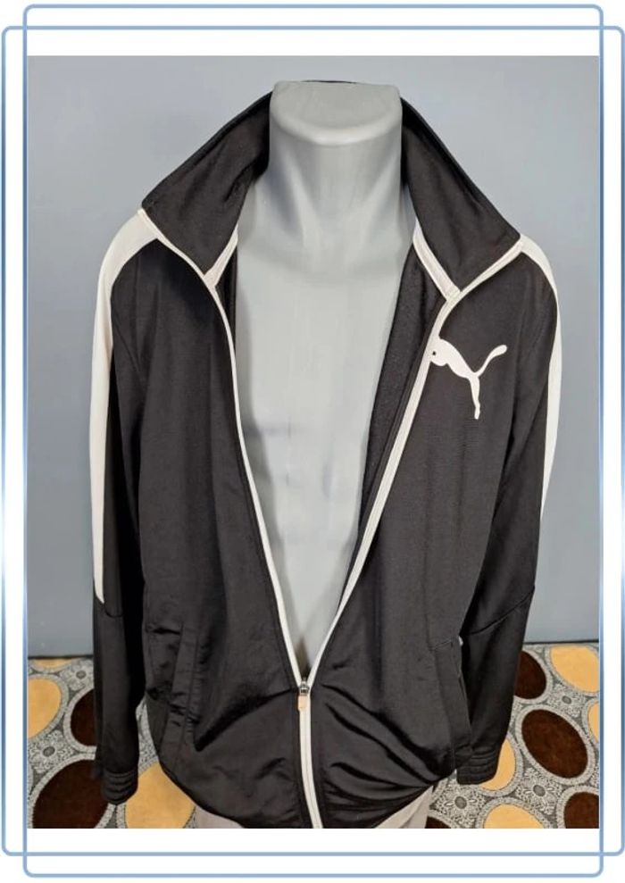 veste légère / Track jacket puma vintage/ homme noir et blanc - taille L - floqué (396) - photo numéro 8
