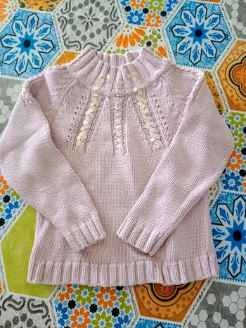 Pull sequins vieux rose 3 ans