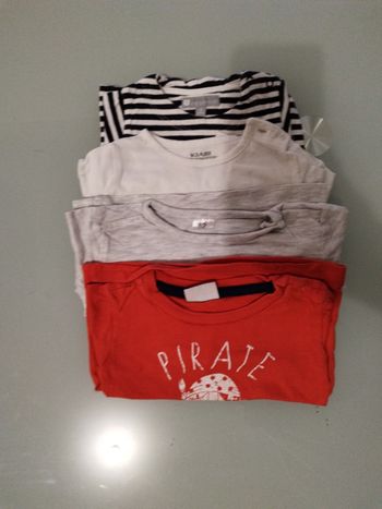 4 t-shirts manches longues - 3 mois