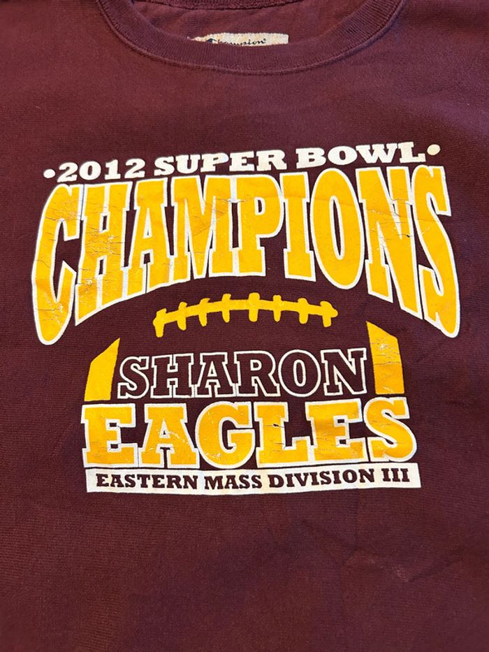 Sweat Champion Reverse Weave Superbowl 2012 Sharon Eagles - Bordeaux - Taille L - Très bon état - photo numéro 3