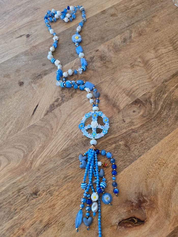 Collier Peace Bleu - photo numéro 4