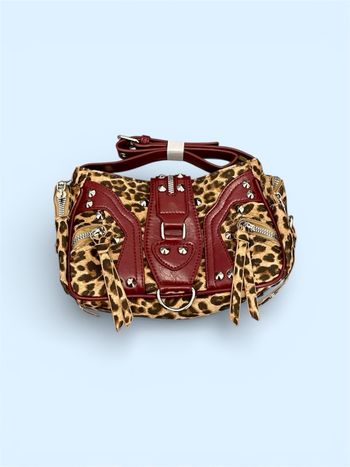 Sac à main vintage léopard bordeaux 