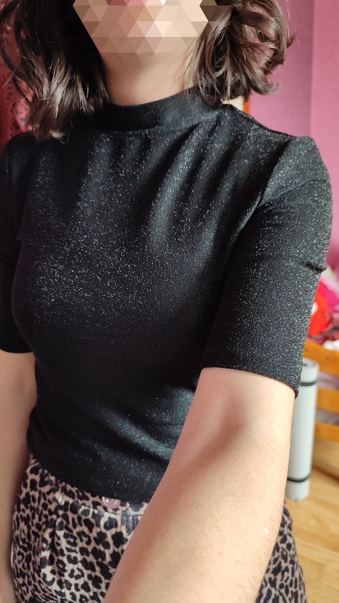 Haut noir lurex - photo numéro 2