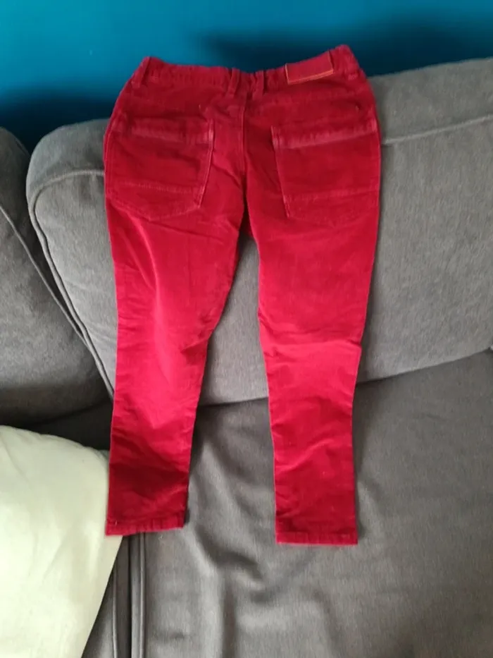 Pantalon garçon velours bordeaux 8 ans - photo numéro 4