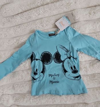 Magnifique tee-shirt manche longue Mickey & Minnie Disney Baby Neuf 