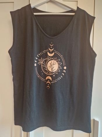 Débardeur noir XL, motifs lunes