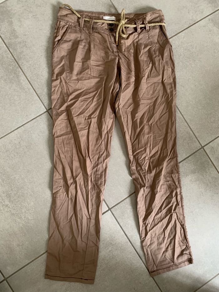 Pantalon marron et doré Promod taille 40 - photo numéro 2