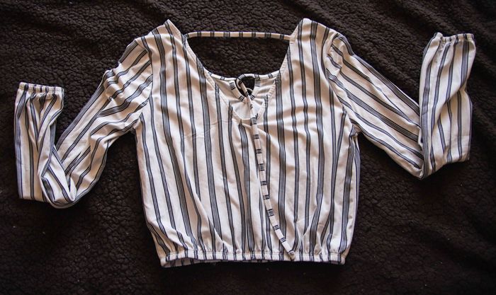 Crop top manche longue rayé