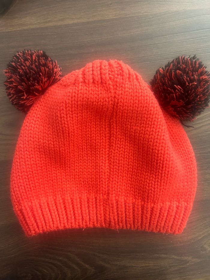 Bonnet chat avec pompons orange rouge - photo numéro 6