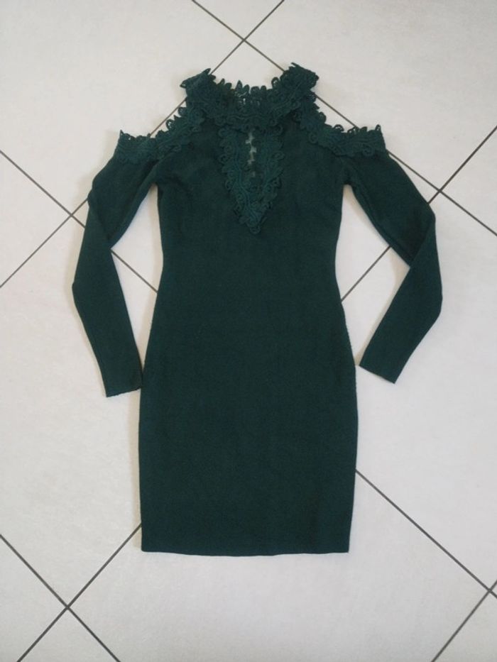 Robe moulante courte verte foncé