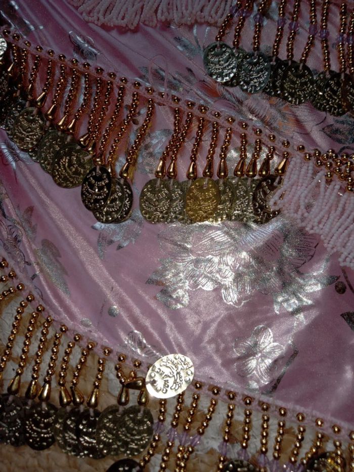 Foulard danse orientale rose clair luxe - photo numéro 2