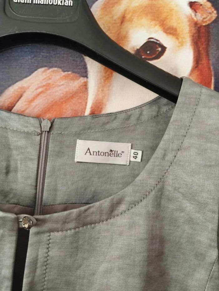 🌹 Ensemble Veste & Robe Gris Irisé Lin Antonelle T38/40🌹 - photo numéro 15