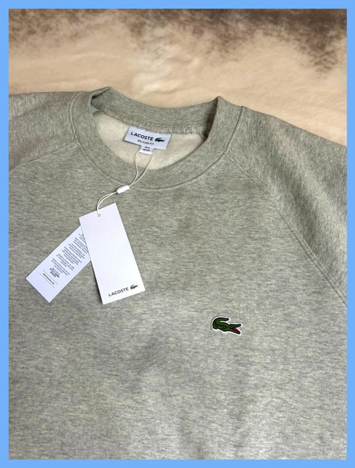 Sweatshirt - Pull Lacoste Gris Logo brodé Neuf 3XL - photo numéro 5