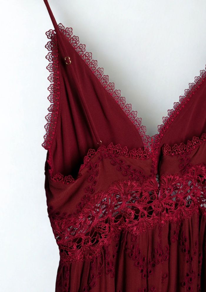 Robe rouge en broderie anglaise et dentelle• Red eyelet lace dress Zimmermann Taille 34 - photo numéro 10