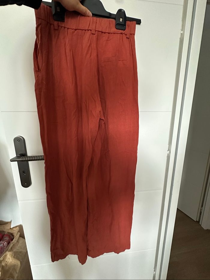 Pantalon effet lin terracotta - photo numéro 3
