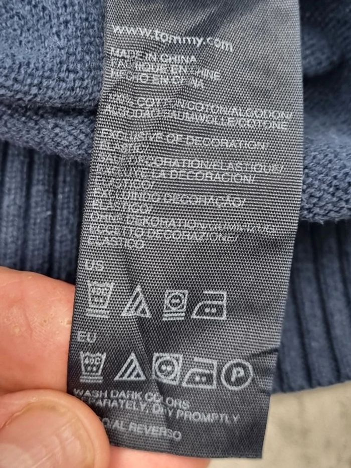 Pull col V Tommy Hilfiger bleu/gris, M Hommes - photo numéro 7