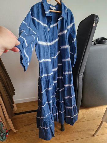 Maison 123 robe longue tie and dye bleu marine