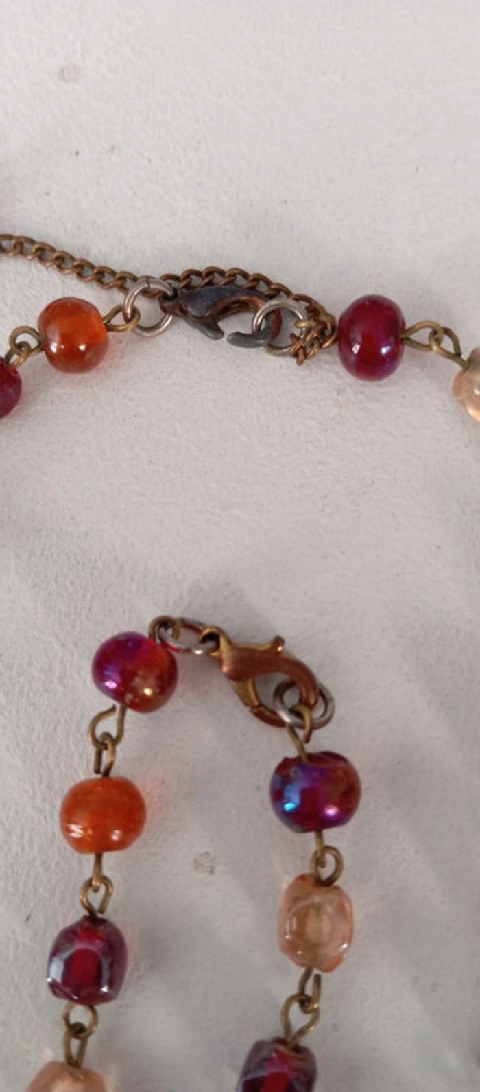 Parure collier bracelet en perles de verre colorées - photo numéro 4