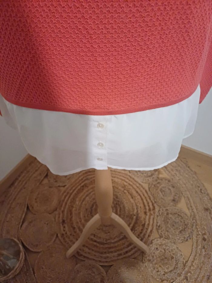 Pull chic rose/Corail avec Perles Anne Weyburn taille L 40 - photo numéro 4