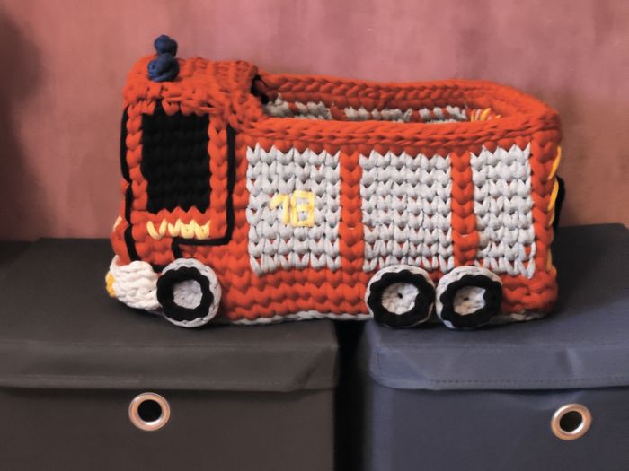Panier de rangement en Trapilho type camion de pompier - photo numéro 8