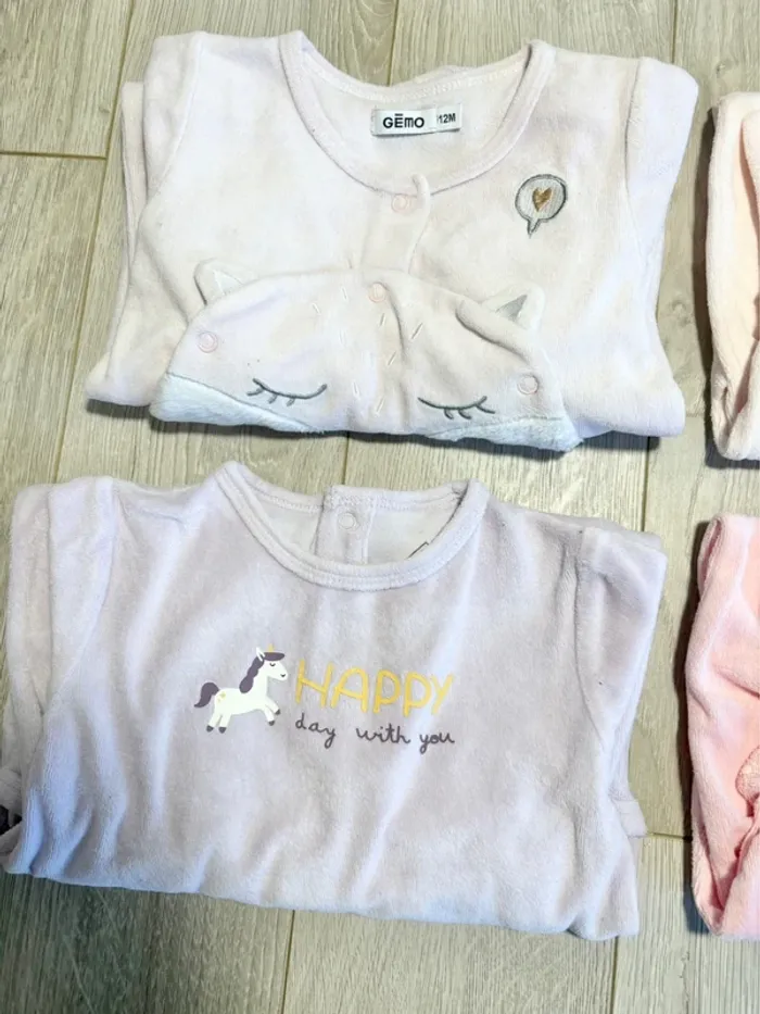 Lot pyjama velours 12mois fille - photo numéro 2