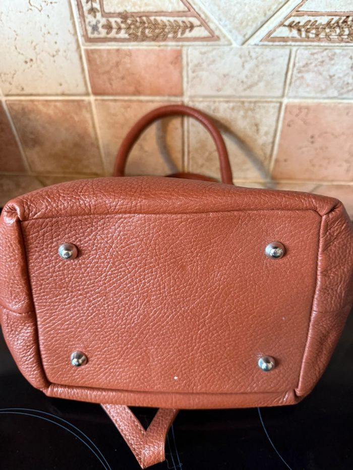 Sac à main cuir marron avec fleur - photo numéro 5