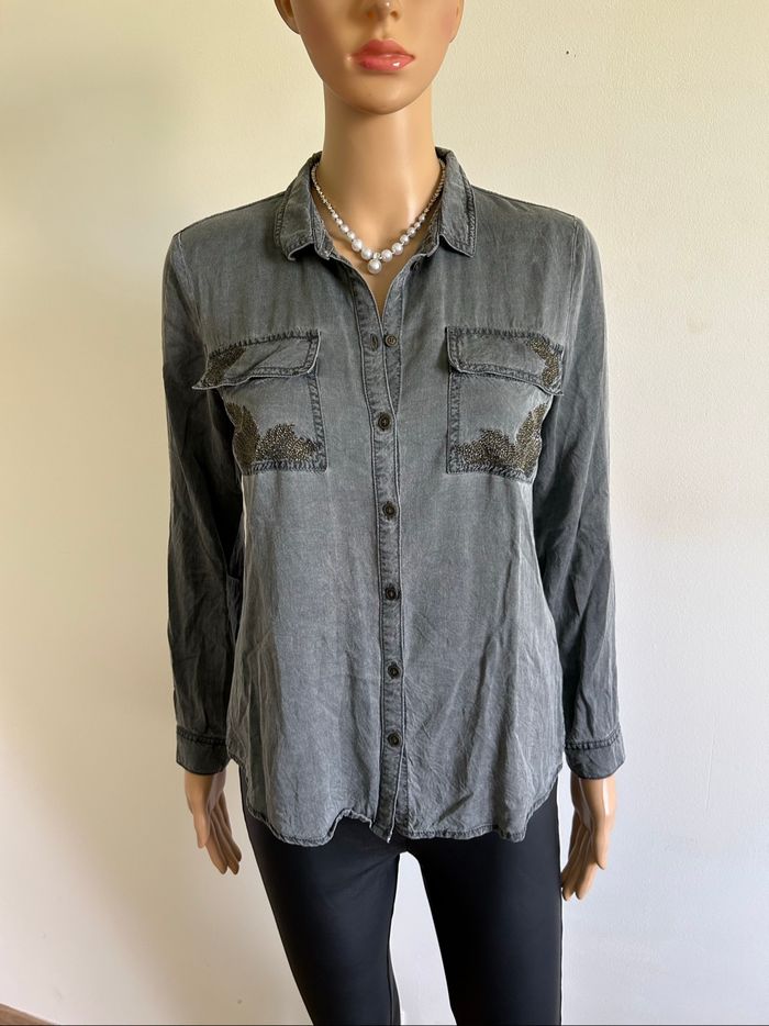 Chemise grise à manches longues Esprit taille française 34 TBE