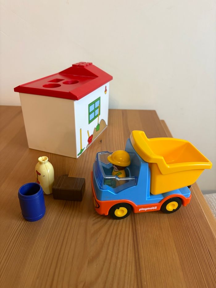 Playmobil 1.2.3 ouvrier avec camion et garage - photo numéro 3