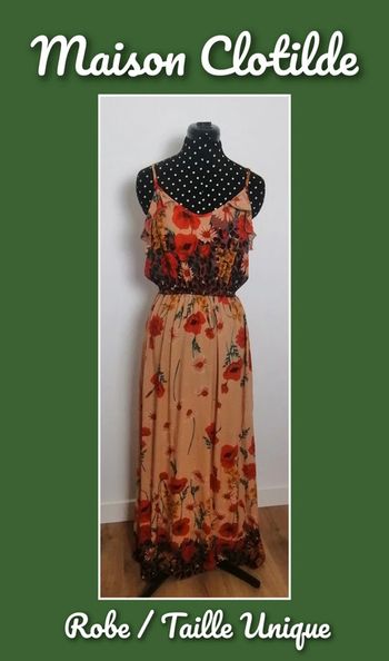 Robe d'été fleurs coquelicots orange multicolore Taille Unique Maison Clotilde