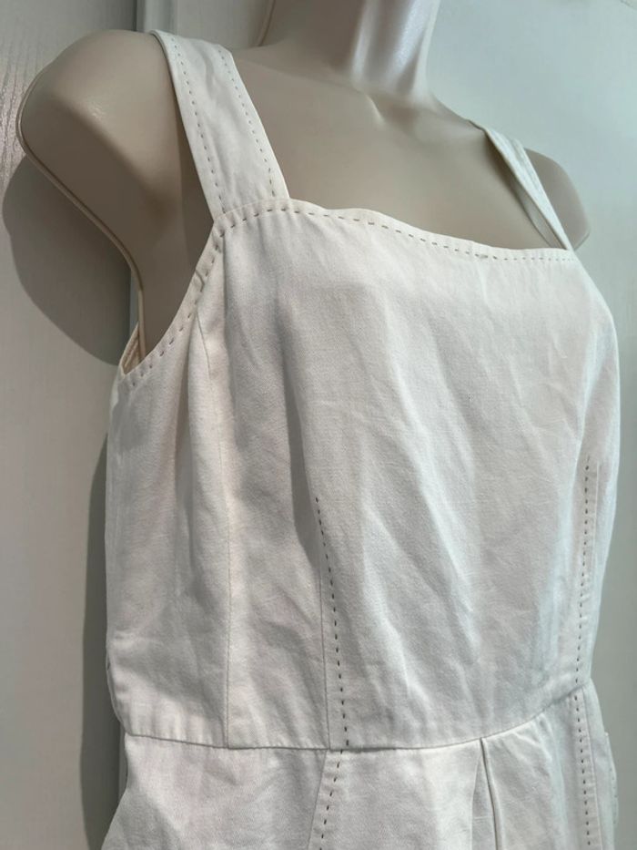 Robe blanc cassé Caroll  taille 38 lin et coton - photo numéro 2