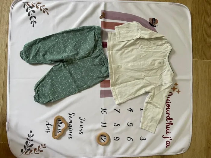 Ensemble pyjama haut et bas bébé fille Obaibi – Taille 12 mois - photo numéro 4