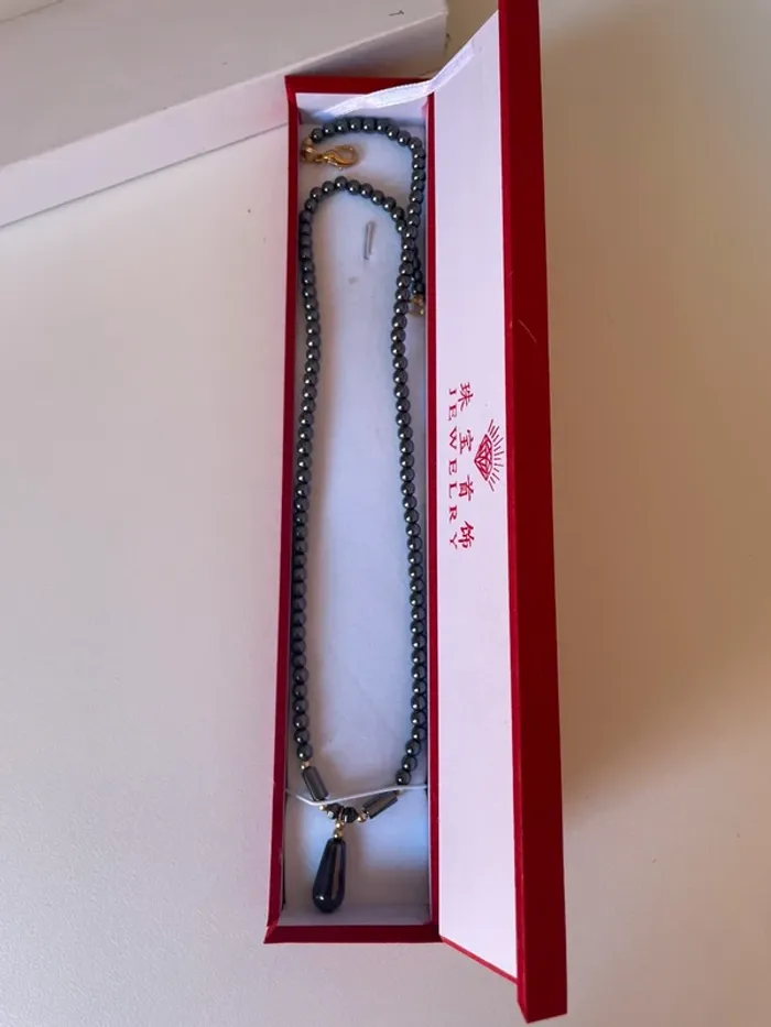 Collier hématite Goutte d’eau - photo numéro 4