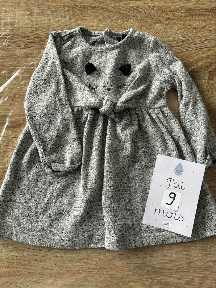 Robe grise chat KIABI t.9m