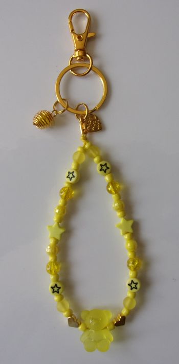 Porte clé doré ou Déco de sac à main ourson givré jaune