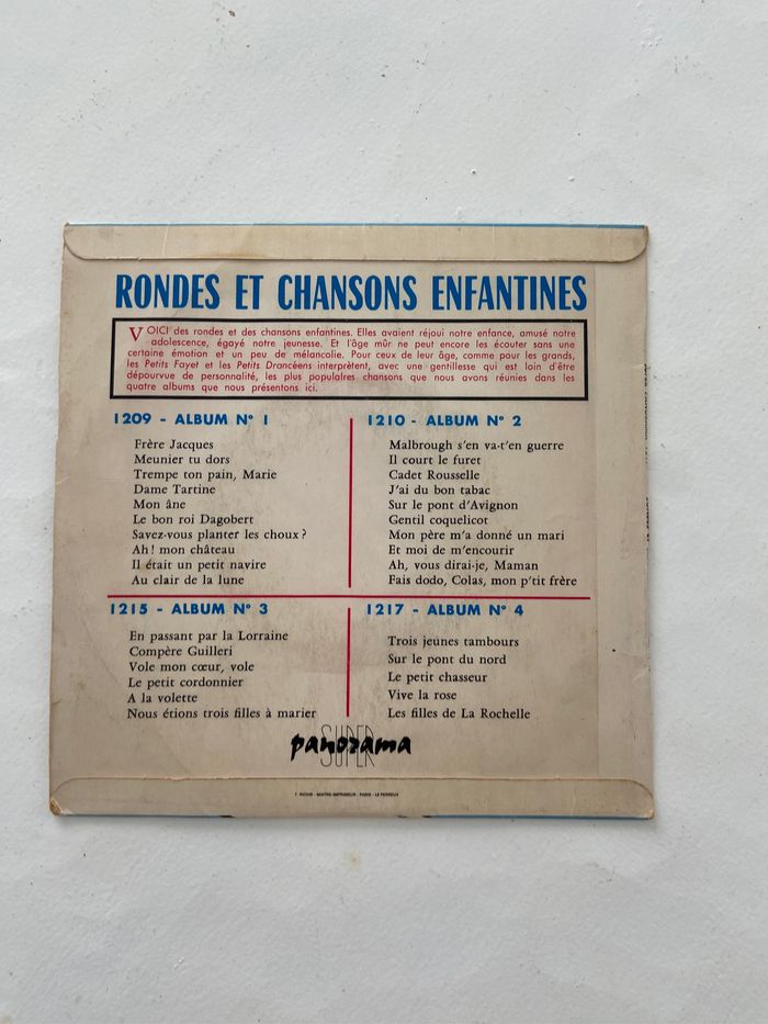 Vinyle 45 tours Rondes et chansons enfantines album 4 - photo numéro 2