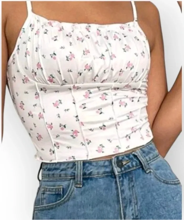 Top fleuri à fines bretelles Shein Taille M