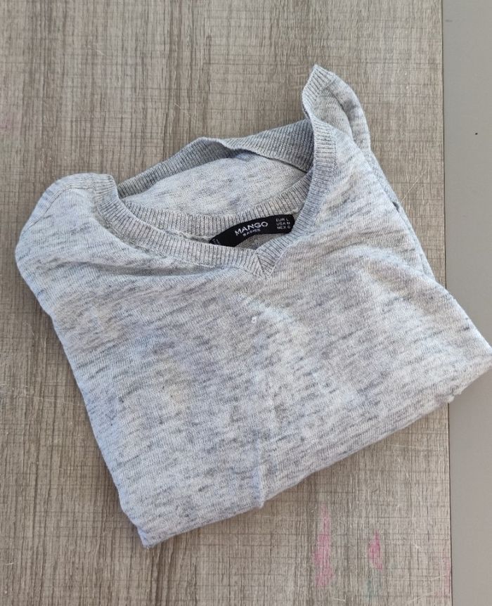 Pull à manches longues marque Mango taille L couleur gris pour femme, très bon état - photo numéro 5