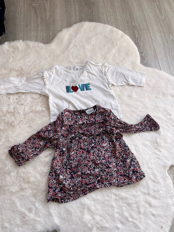 Lot 2 tee-shirts 6 mois bébé fille