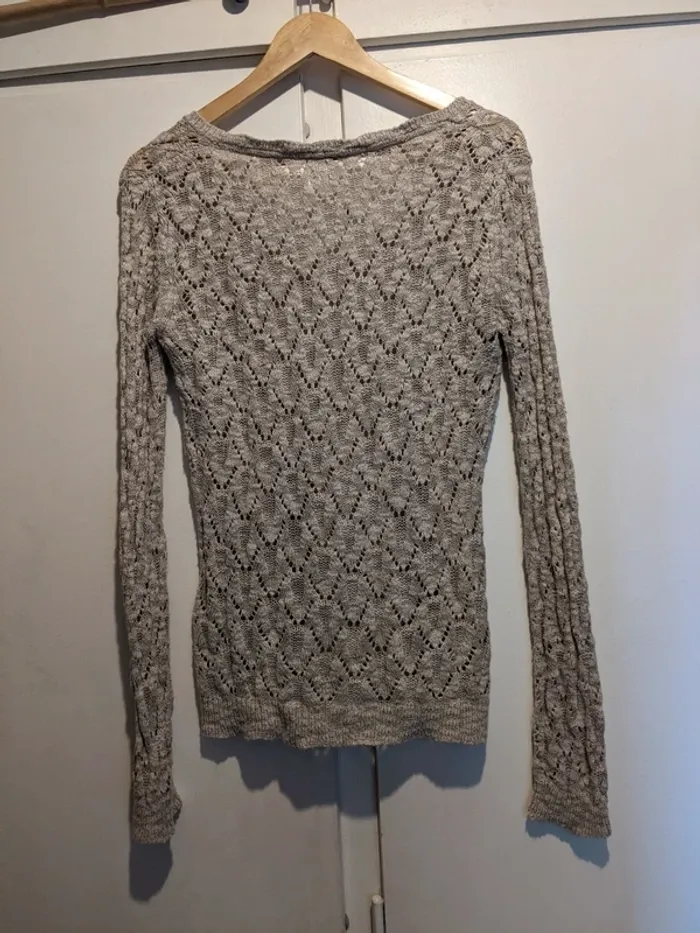 Pull fin moulant Pimkie - gris/beige effet crochet - photo numéro 3