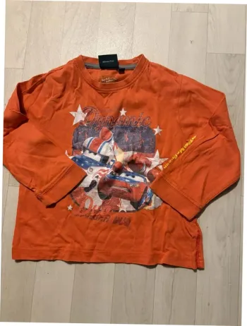 T-shirt cars orange motif craquelé 2/3 ans