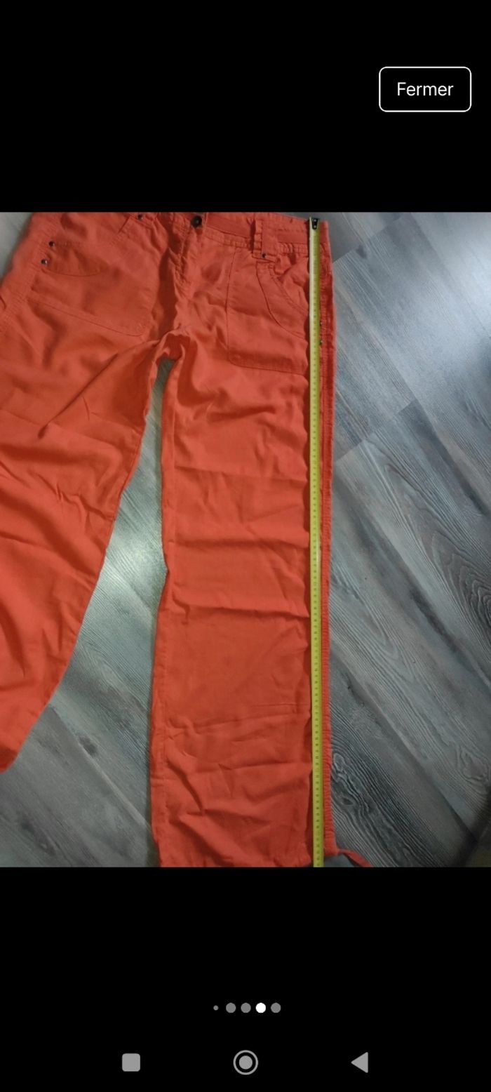 Pantalon orange Cache Cache femme taille 38 - photo numéro 6