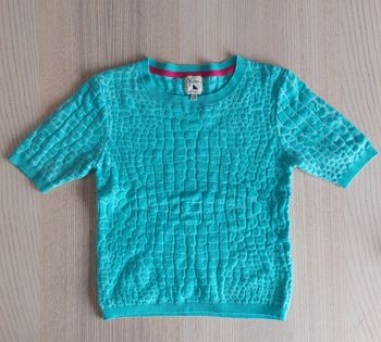 Pull top à maille manches courtes Bleu ciel