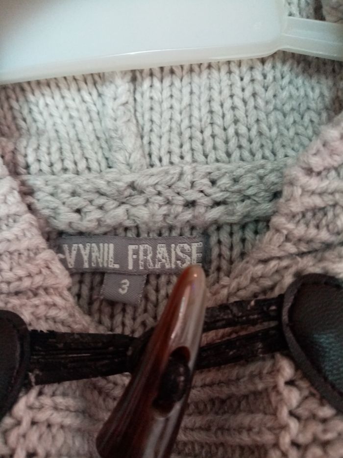 3 ans vynil fraise cardigan gilet gris a capuche boutonné toutes saisons /bon état - photo numéro 10