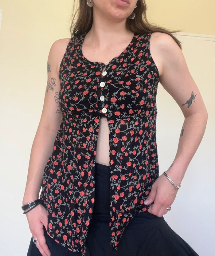 top à fleurs vintage - style romantique coquette champêtre- cute girly flower top - photo numéro 2