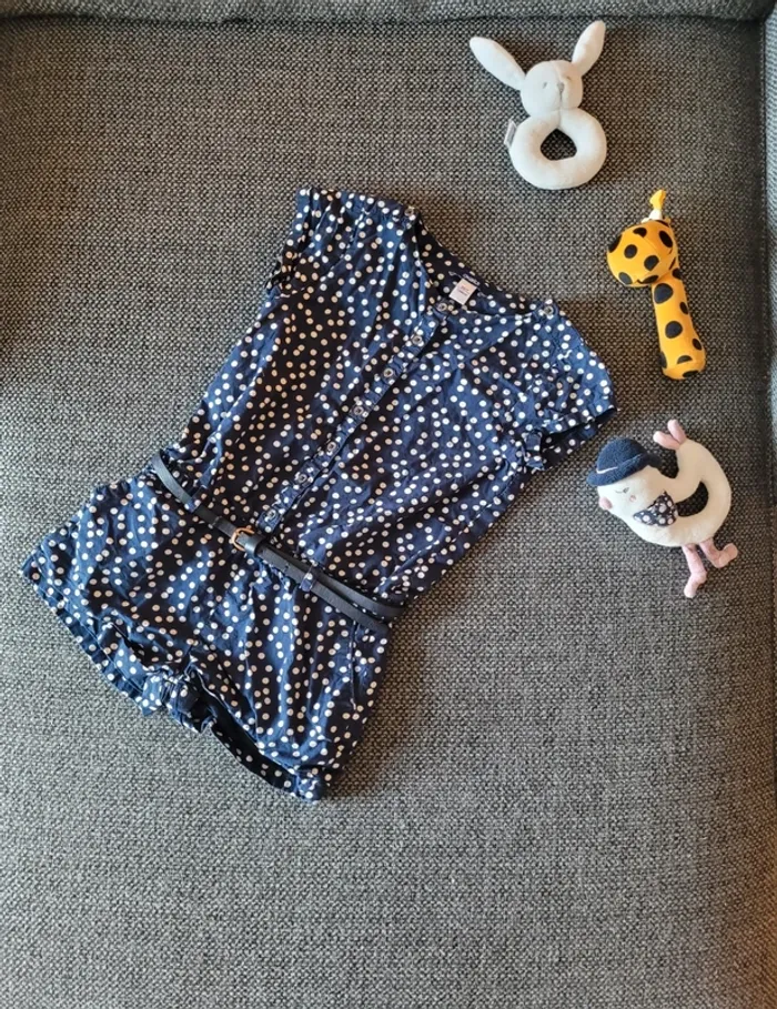 Combishort à pois fille Okaidi 4 ans