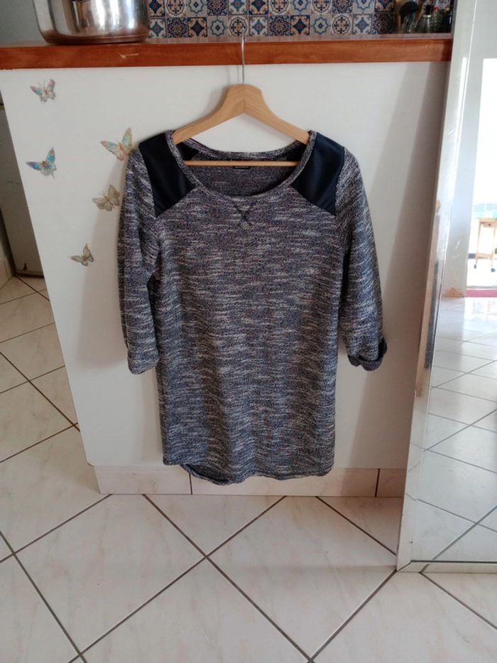 Robe pull femme s noire et blanche chiné c78 - photo numéro 10