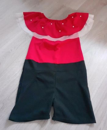 Combishort noire rouge perles 10ans