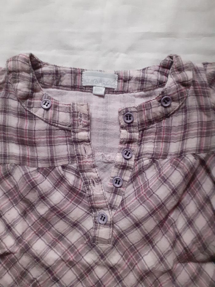 Chemise tunique à carreaux bordeaux et rose clair - photo numéro 2