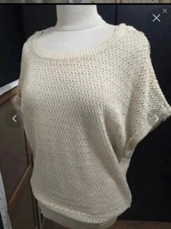 Pull oversize amples crème et doré pailleté t 34 36 Morgan - photo numéro 3