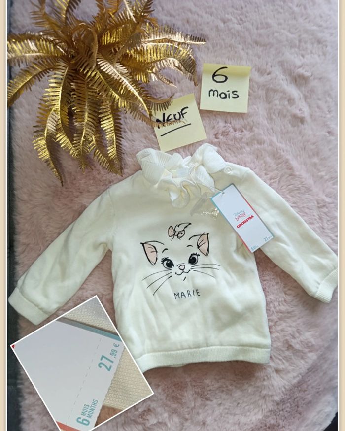 Pull très chaud doux marie Aristochats disney orchestra col froufrou